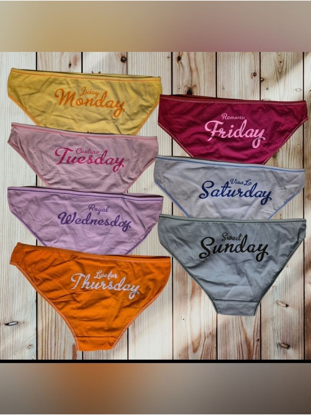 Unbranded Women's XL 7-Day Brief Set Assorted Novelty Colors UN1-UN2